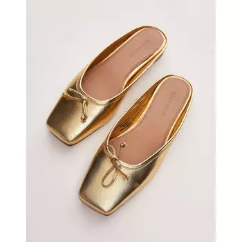 Балетки Topshop Bali Leather Square Toe, золотой