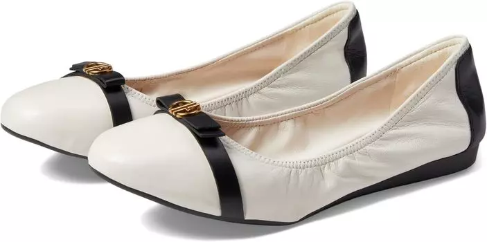 Балетки Tova Bow Ballet Cole Haan, цвет Ivory/Black Leather