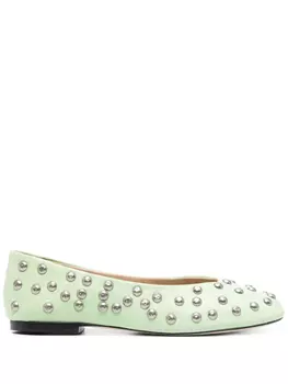 Балетки, украшенные заклепками Gimaguas, зеленый