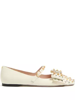 Балетки Valentino Garavani MARY-JANE BOWOW BALLERINA IN KIDSKIN WITH STUDS, нейтральный