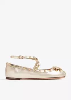 Балетки Valentino Garavani Rockstud Ballerinas, золотой