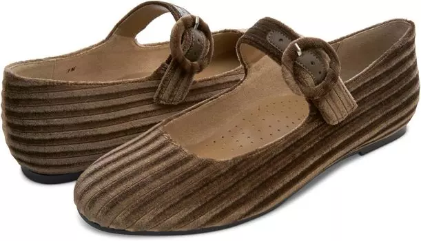 Балетки Vaneli Tasja, цвет Moca Stripped Velvet