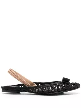 Балетки Varina с открытой пяткой Ferragamo, черный