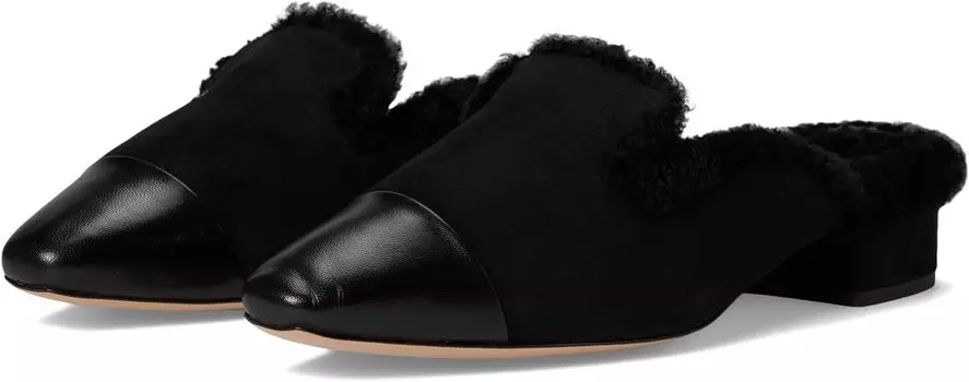 Балетки Veronica Beard Cecile Mule Fur Mules, цвет Black Suede