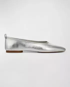 Балетки Vivian с эффектом металлик Vince, цвет Silver Leather