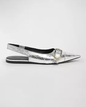 Балетки Voyou с металлизированной пряжкой и пяткой на пятке Givenchy, цвет Silvery