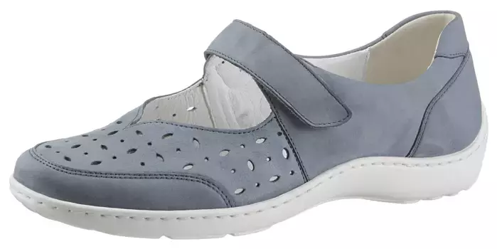 Балетки Waldlufer "HENNI", обувь на липучке, удобная обувь с перфорацией, ширина H, джинсовый