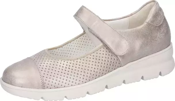 Балетки Waldlufer с ремешками "H-Bruni", с застежкой, удобная обувь шириной H (= очень широкая), серебристый