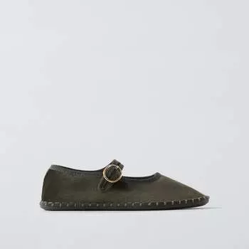 Балетки Zara Velvet, зеленый