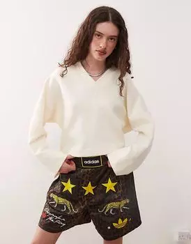Балетная кофта Adidas Originals с V-образным вырезом кремового цвета