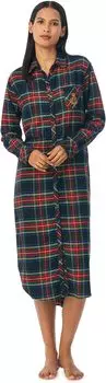 Балетная ночная рубашка с длинными рукавами LAUREN Ralph Lauren, цвет Black Plaid