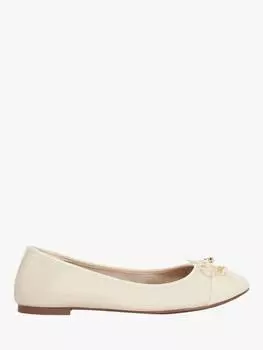 Балетные туфли-лодочки с очаровательным бантом из кожи hallo широкой посадки Dune, экрю
