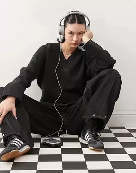 Балетный свитер с v-образным вырезом черного цвета adidas Originals