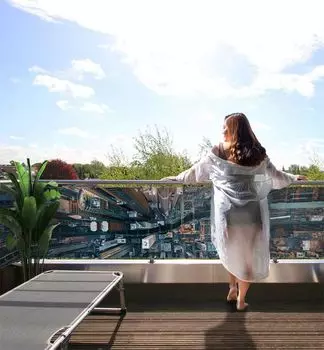 Балконный баннер панорама города, размер_балкона: 7 х 1,2м. Displayhersteller, белый