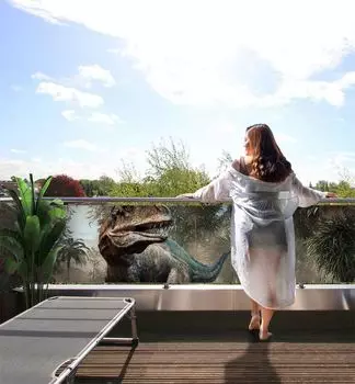 Балконный баннер Ти-Рекс в джунглях, размер_балкона: 3 х 0,9м Displayhersteller, белый