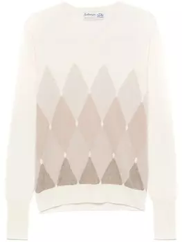 Ballantyne свитер с V-образным вырезом и ромбовидным узором, нейтральный цвет