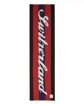 Bally 6302880 Шерстяной жаккардовый шарф красного и темно-синего цветов