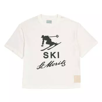 Bally 6302883 Мужская футболка Bone из 100% хлопка Ski St Mortiz Logo, белый