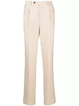 Bally брюки строгого кроя со складками, нейтральный цвет