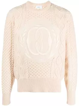 Bally джемпер фактурной вязки с вышитым логотипом, нейтральный цвет