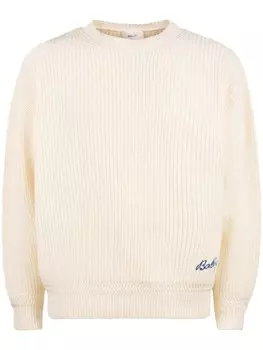 Bally джемпер в рубчик с вышитым логотипом, белый