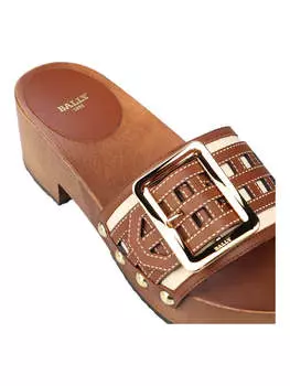 Bally Ellin 6238126 Женские сандалии из натурального хлопка с деревянной пряжкой, коричневый