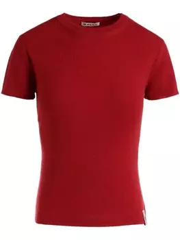 Bally футболка из кашемира с нашивкой-логотипом, красный
