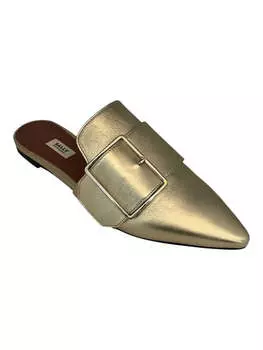 Bally Hamelin 6223284 Женские кожаные мюли цвета шампанского с пряжками, золотой