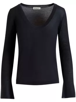 Bally кашемировый джемпер тонкой вязки, синий