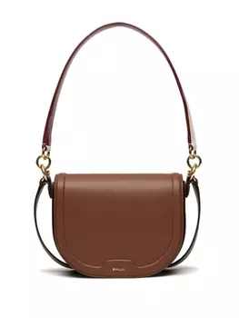 Bally кожаная сумка через плечо с логотипом, коричневый