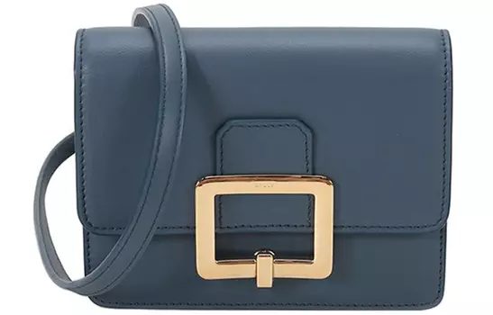 BALLY Кожаная сумка-клатч через плечо, мини-сумка через плечо, женская, серо-синяя