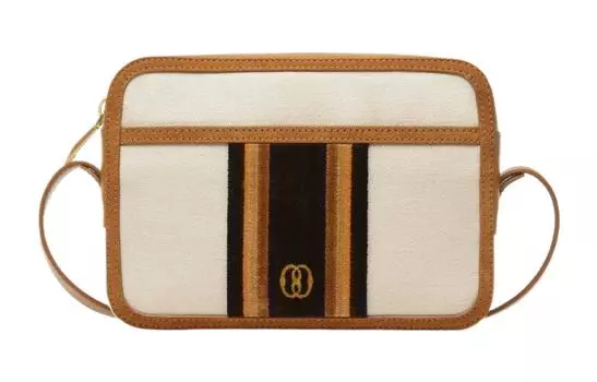 BALLY Мужская тканевая сумка через плечо бежевого цвета