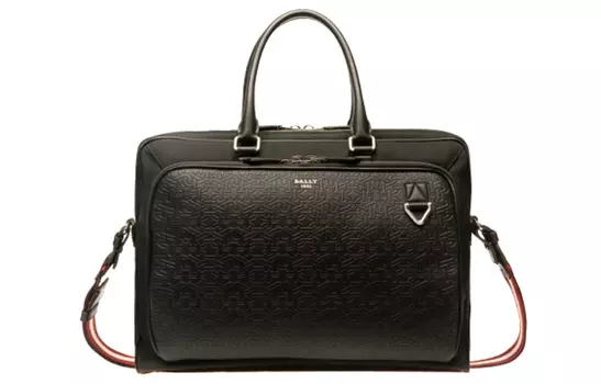 BALLY Мужской черный нейлоновый портфель с кожаной сумкой через плечо