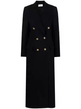 Bally пальто из вирджинской шерсти с тисненым логотипом, синий