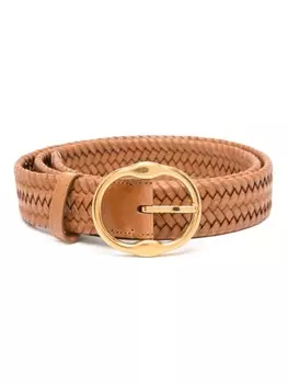Bally плетеный кожаный ремень, коричневый