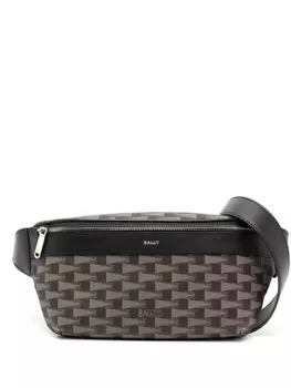 Bally поясная сумка с геометричным узором, коричневый