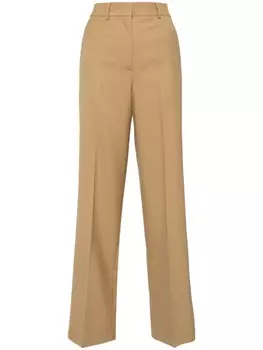 Bally прямые брюки со складками и аппликацией, коричневый