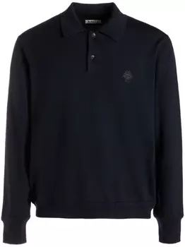 Bally рубашка поло с длинными рукавами и вышитым логотипом, синий