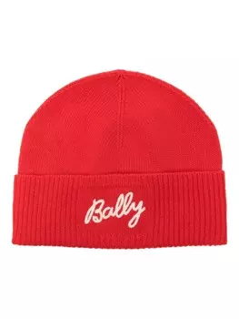 Bally шапка-бини с вышитым логотипом, красный