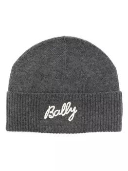 Bally шапка-бини с вышитым логотипом, серый