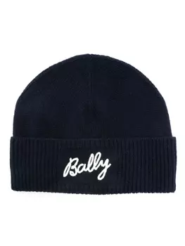 Bally шапка-бини с вышитым логотипом, синий