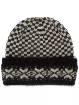 Bally шапочка из мохера в клетку, черный