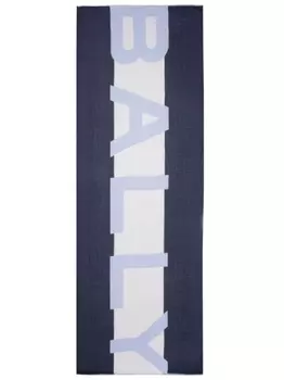 Bally шарф с бахромой и логотипом, синий