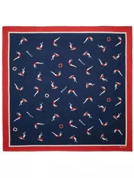 Bally шарф с декором Nuotatrici, синий