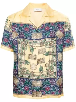 Bally шелковая рубашка с графичным принтом, синий