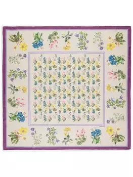 Bally шелковый платок с цветочным принтом, нейтральный цвет