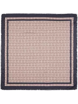 Bally шелковый шарф с принтом «вымпел», синий