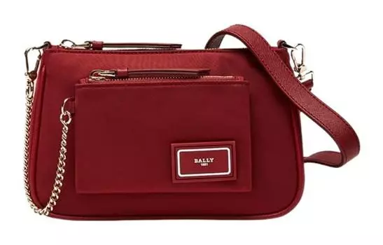 BALLY Сумка-мессенджер из ткани, квадратная, через плечо, среднего размера, женская, красного цвета