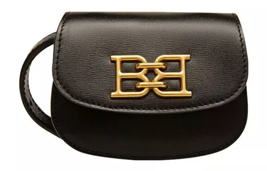 BALLY Сумка-пояс Emblem из коровьей кожи, ручная, через плечо, мини, женская, черная