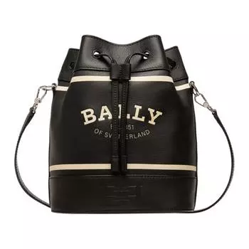 BALLY Сумка-ведро из коровьей кожи, сумка через плечо, обычная женская, черная